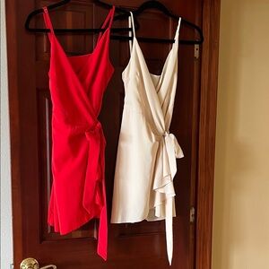 Chic Asymmetrical Red and Cream Dresses